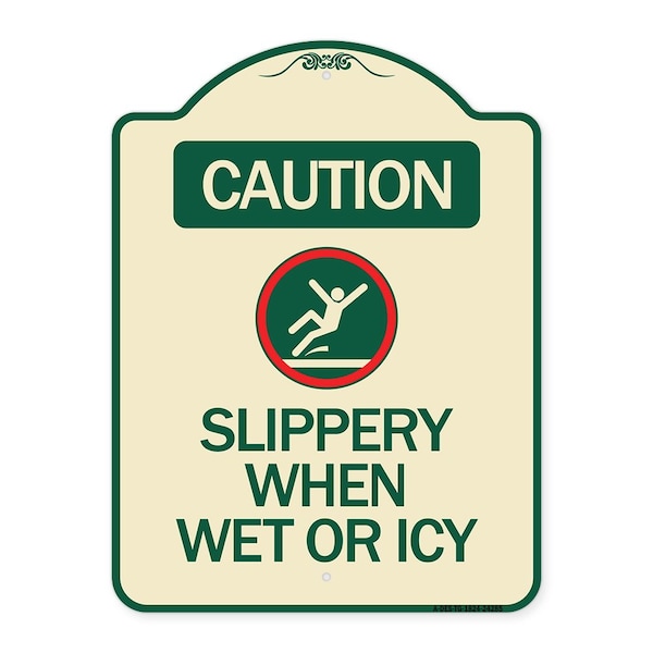 Signmission Caution Slippery When Wet or Icy W/ Graphic Heavy-Gauge Aluminum Sign, 24" H, TG-1824-24285 A-DES-TG-1824-24285 - main